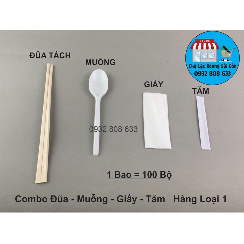 [Siêu Giảm Giá] SET 100 Bộ Đũa Muỗng Giấy Tăm CAO CẤP