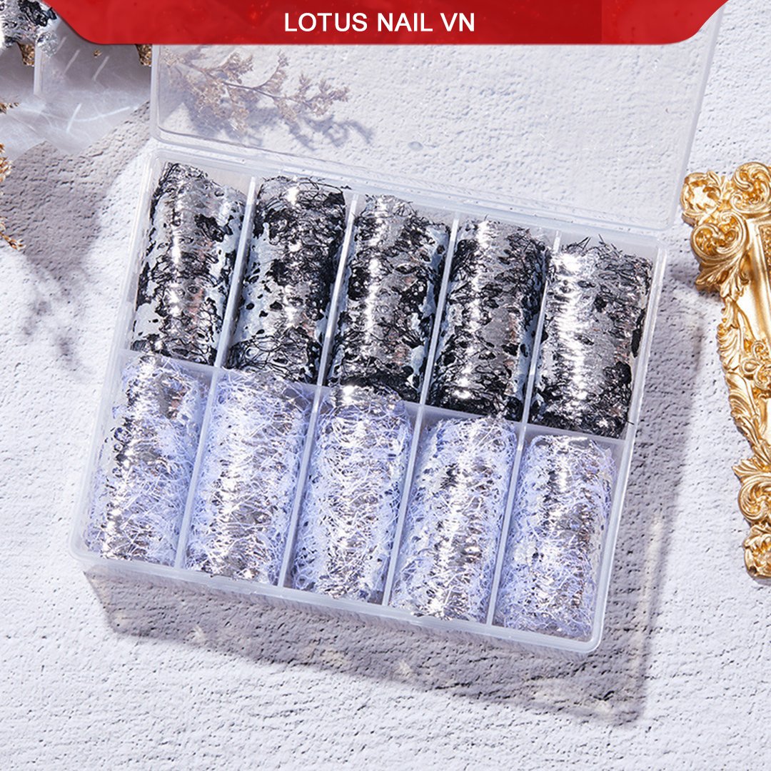Set foil dán móng, foil nail trang trí móng