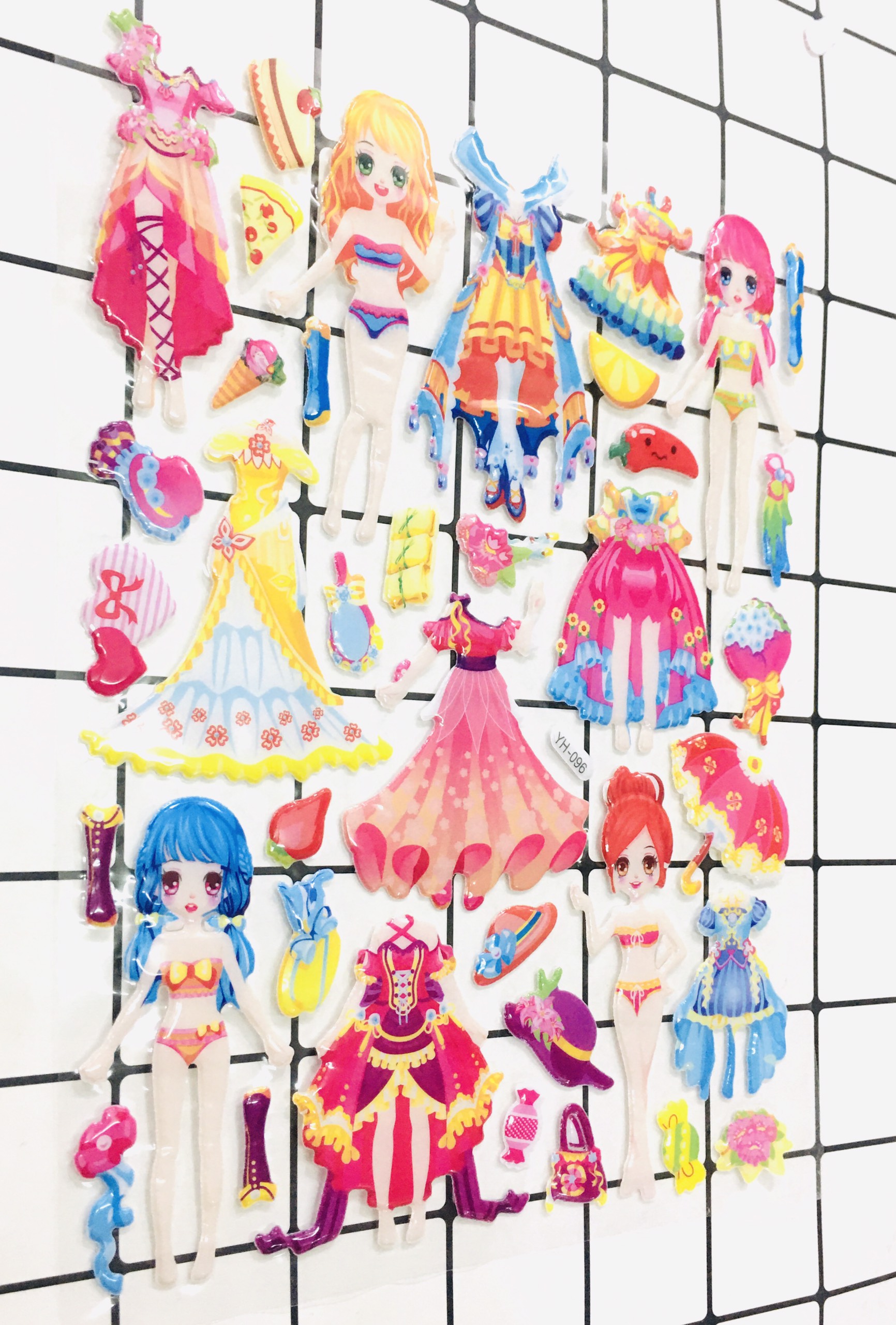 Bảng Sticker hình dán Elsa, công chúa, bé gái Nổi 3D