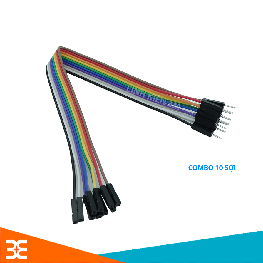 Dây Cắm Test Board, Dây Nối  7 Màu Dài 20Cm-tệp 10 Sợi (đực-cái, cái-cái, đực-đực)