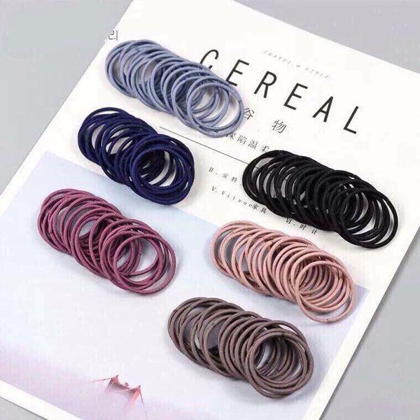 SET 100 SỢI THUN CỘT TÓC NHIỀU MÀU SẮC KÈM TÚI ZIP