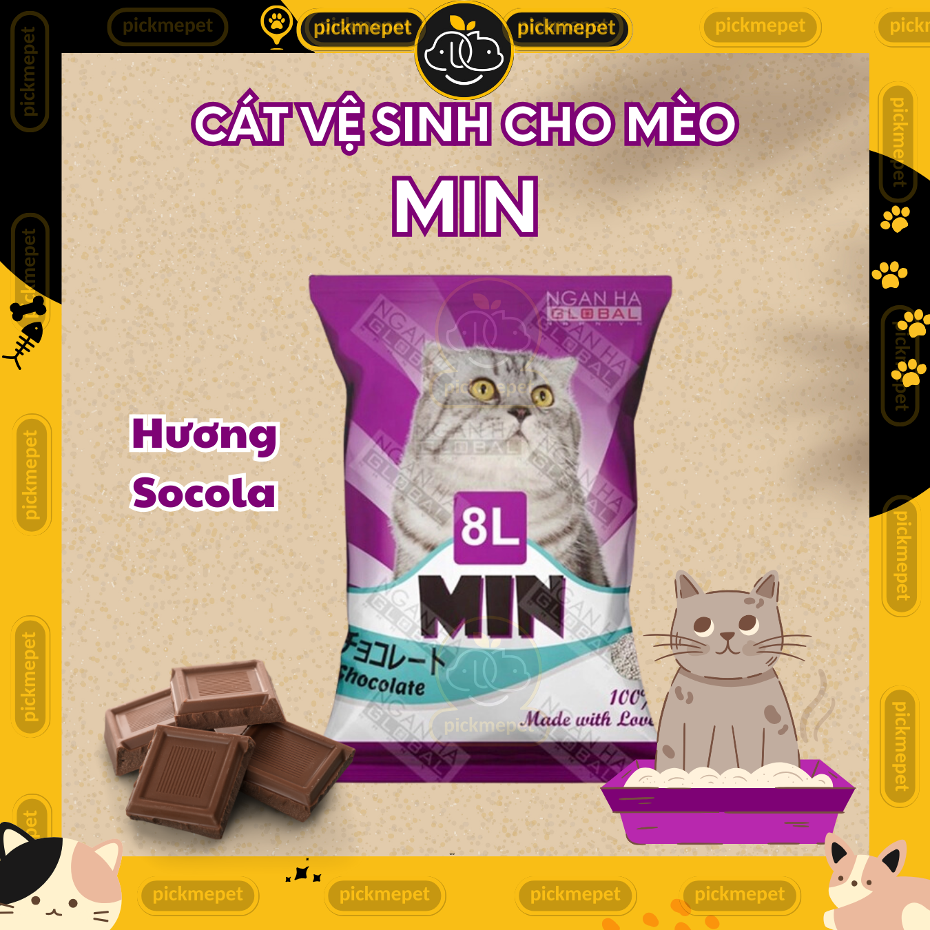 Cát Vệ Sinh Cho Mèo - CÁT NHẬT MIN Khử Mùi, Vón Cục 8L