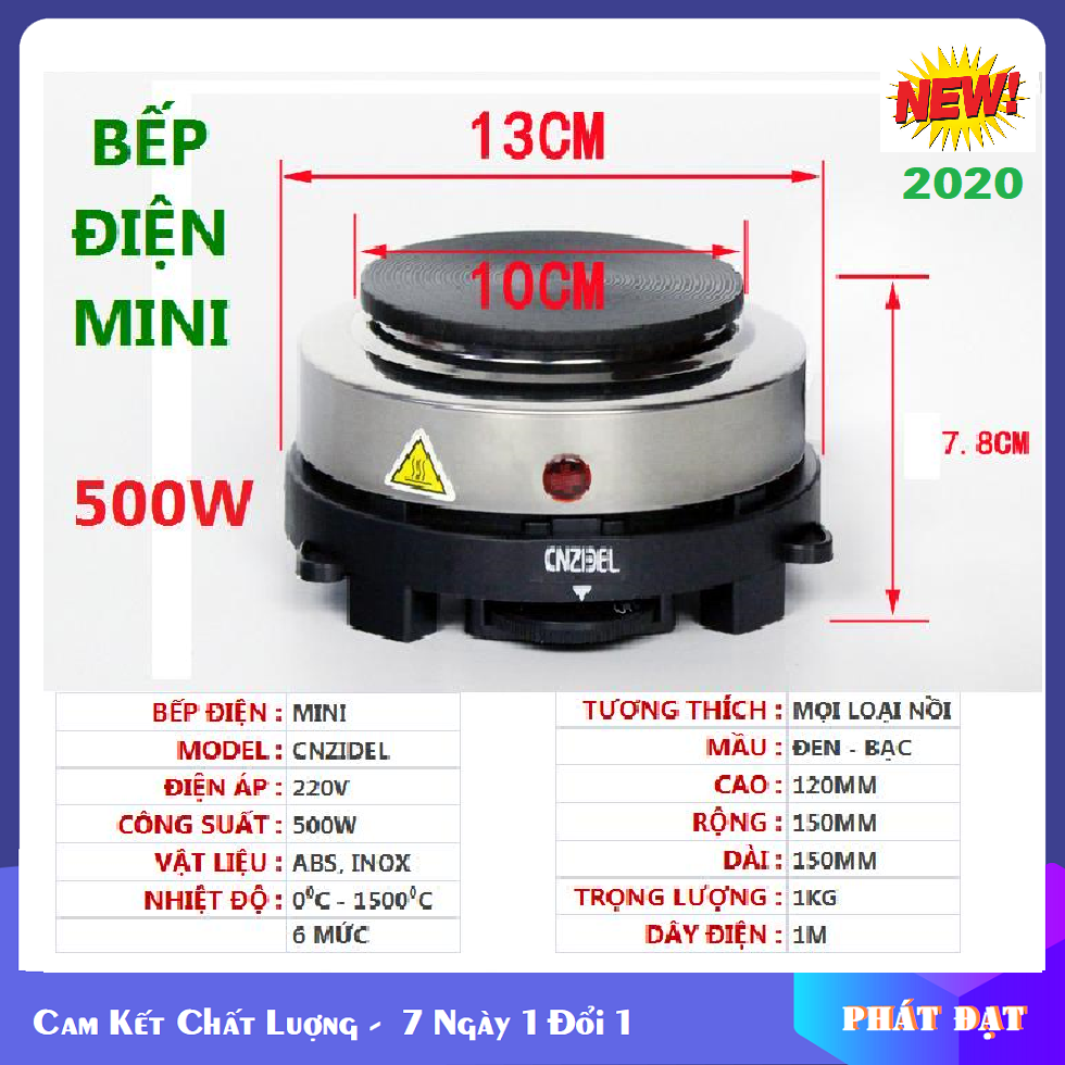 Bếp điện mini 500w nắp gang, bếp điện mini cho sinh viên,bếp điện mini đa năng, bếp điện mini pha cà phê, Bếp mini du lịch, Bếp đun cafe mini bán tại VINEMART SG