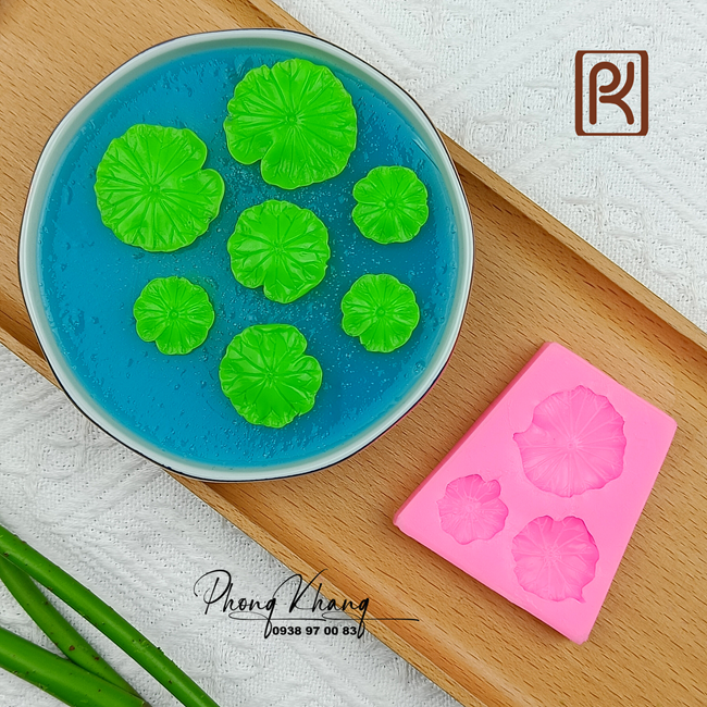 [Hàng dày nét] Khuôn silicon 4d Phong Khang làm rau câu hình lá sen nhỏ