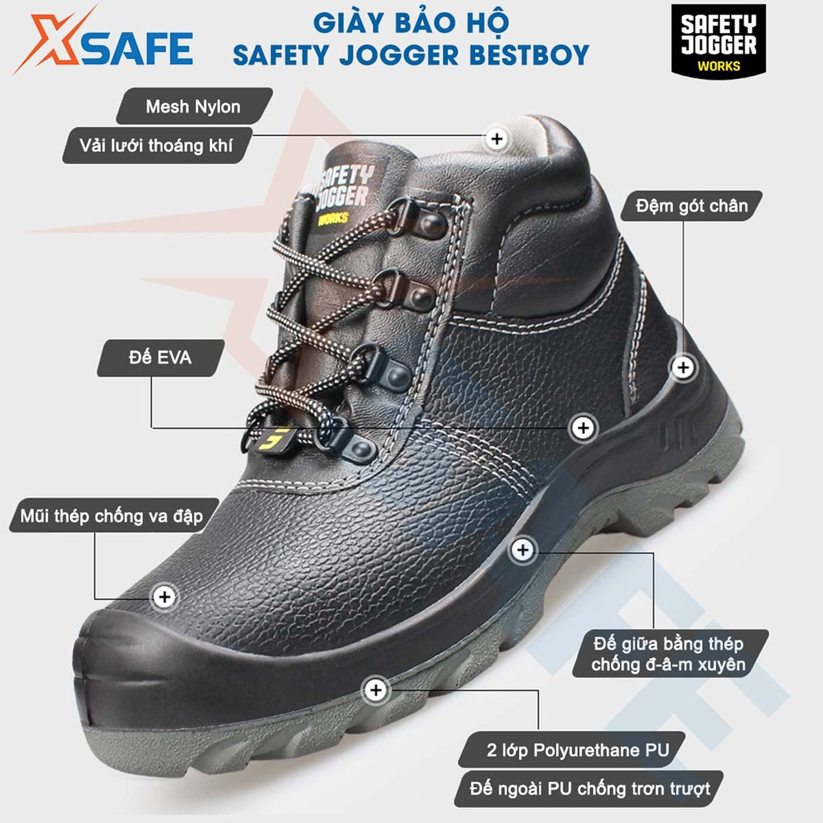 Bestrun bestboy S3 men jogger shoes genuine leather cowhide anti-skid work shoes factory short boots high top shoes