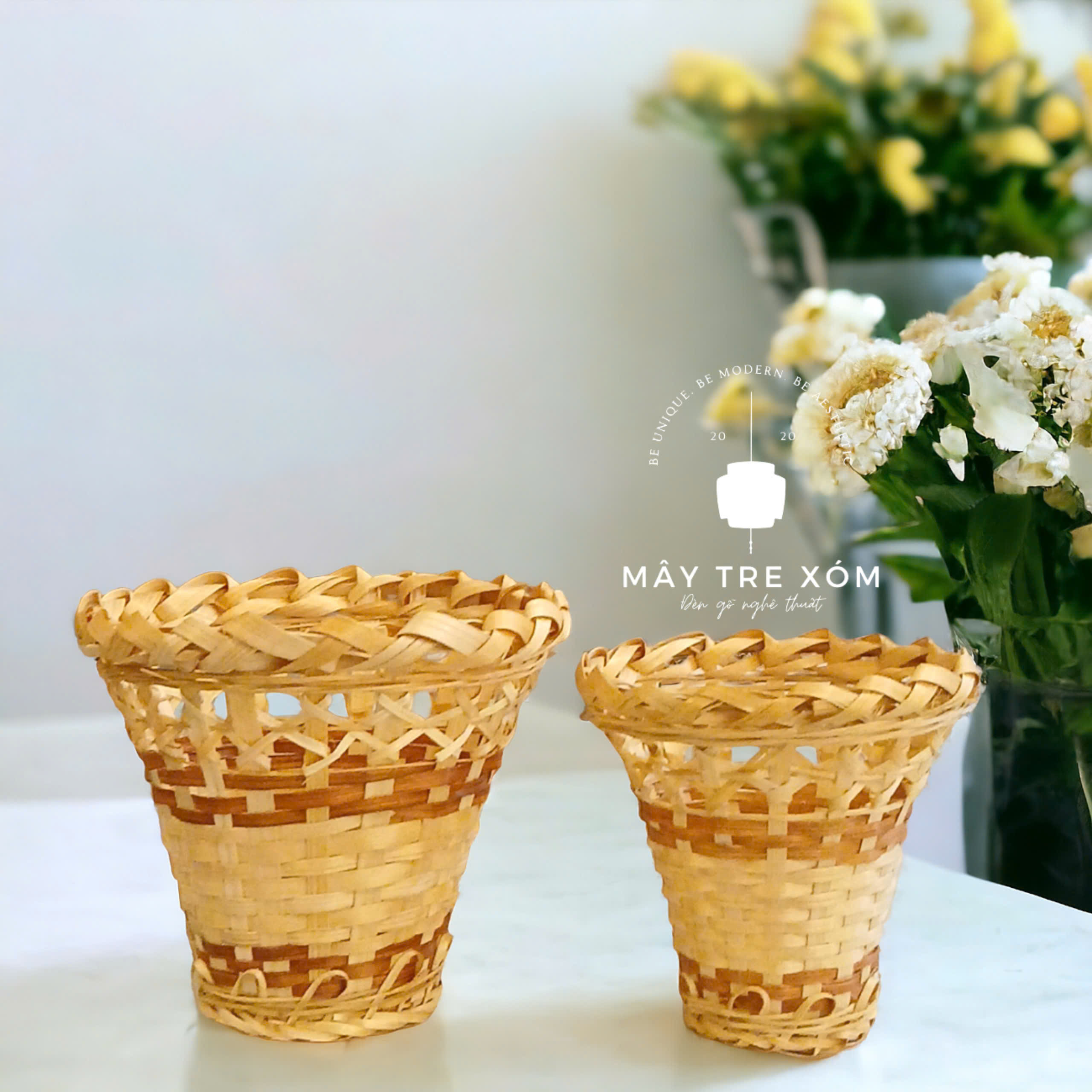 Giỏ tre ,cốc tre trang trí decor chụp hình
