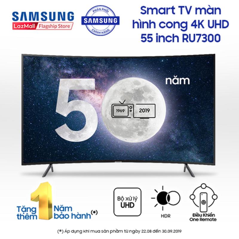 Smart TV Samsung màn hình cong 4K UHD 55 inch - Model UA55RU7300KXXV (2019) - Bộ Xử Lý UHD Quyền Năng + Công nghệ xử lý hình ảnh Purcolour - Hàng phân phối chính hãng. chính hãng