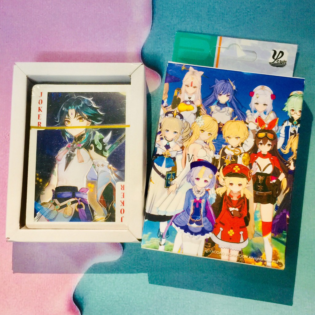 Bộ bài tây poker GENSHIN IMPACT tú lơ khơ 52 lá hộp ảnh game anime manga chibi khác nhau dễ thương xinh xắn