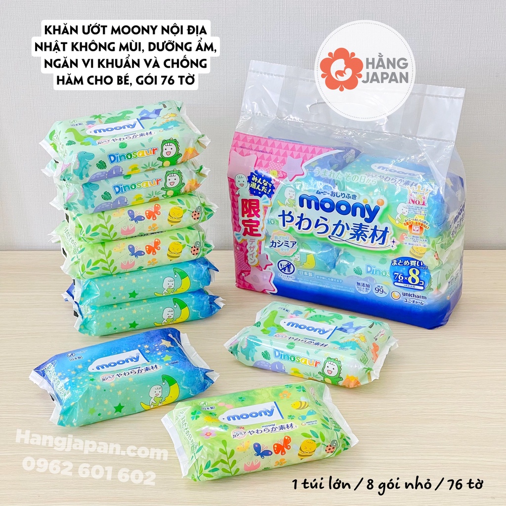 Khăn giấy ướt MOONY mẫu mới (76 TỜ) - Nhật Bản