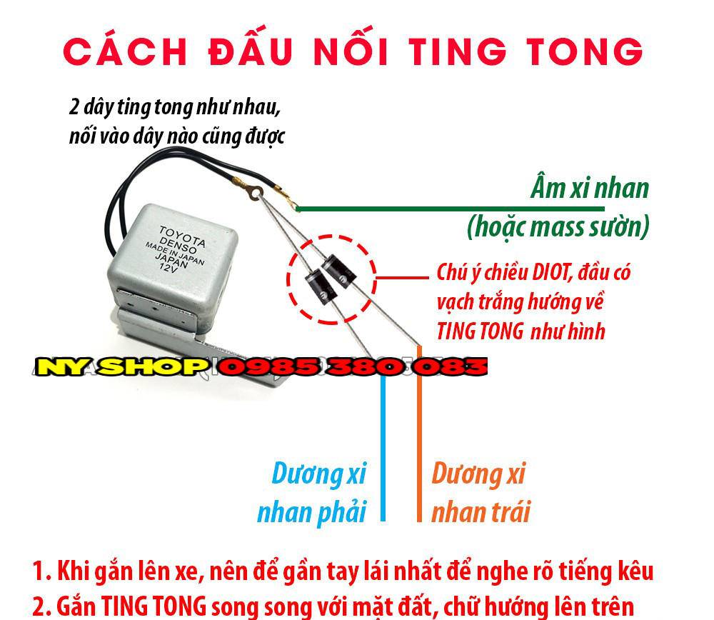 COMBO cục kêu xinhan ting tong + cục chớp ( tặng kèm diot 5a)
