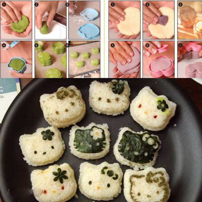 Bộ 3 Khuôn Ép Cơm Bento Mèo Thỏ Gấu .