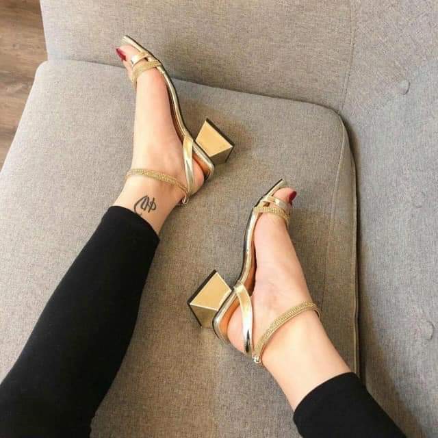 GIÀY DÉP CÔNG SỞ I SANDAL XỎ NGÓN QUAI MẢNH ĐÍNH ĐÁ GÓT THÁP  4-5P HÀNG VNXK -360