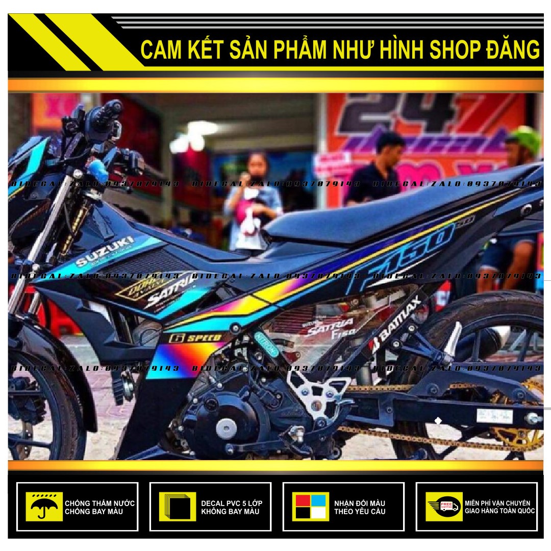 TEM RỜI SATRIA FI MẪU NHIỀU MÀU DÁN XE ĐEN