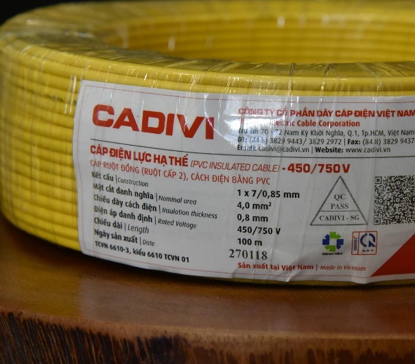 Dây điện Cadivi 20 mét dây đơn 4mm2
