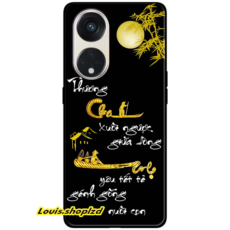 Ốp lưng in cho Oppo Reno 8T 4G - Reno 8T 5G mẫu Thư Pháp Cha Mẹ Vàng