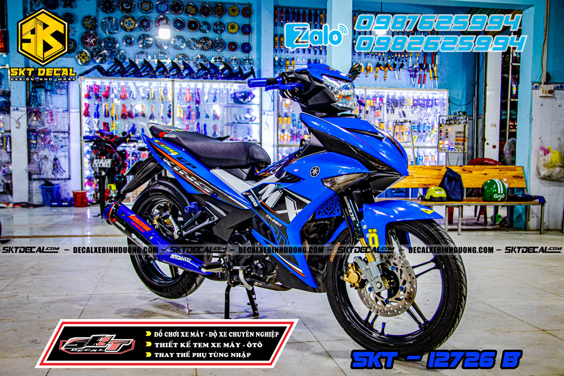 tem trùm exciter 150 xanh đen trắng mxking