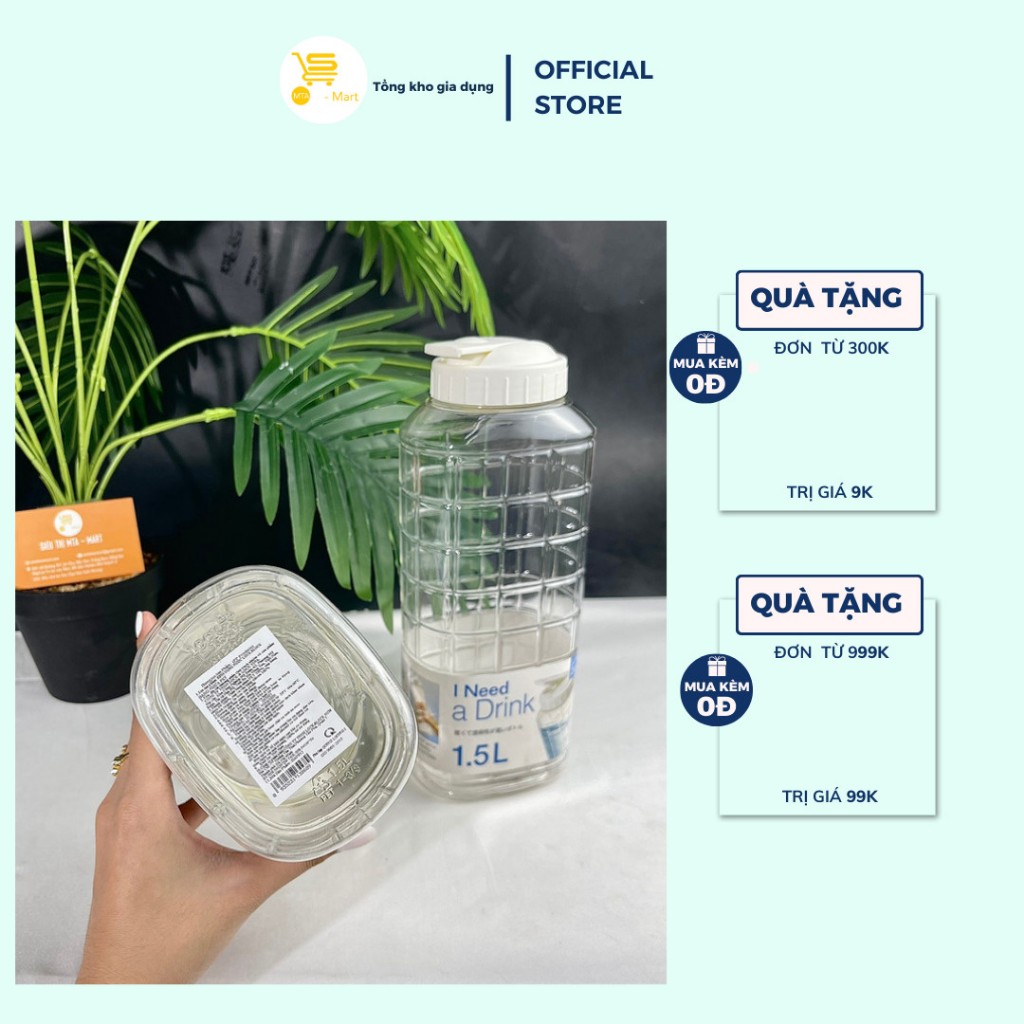 Bình Đựng Nước 1L - 1,5L Lock&Lock, Bình Đựng Trà Sữa, Nước Trái Cây, Chai Nhựa Đựng Nước Dày Dặn, An Toàn, Dễ Vệ Sinh MTA-MART2