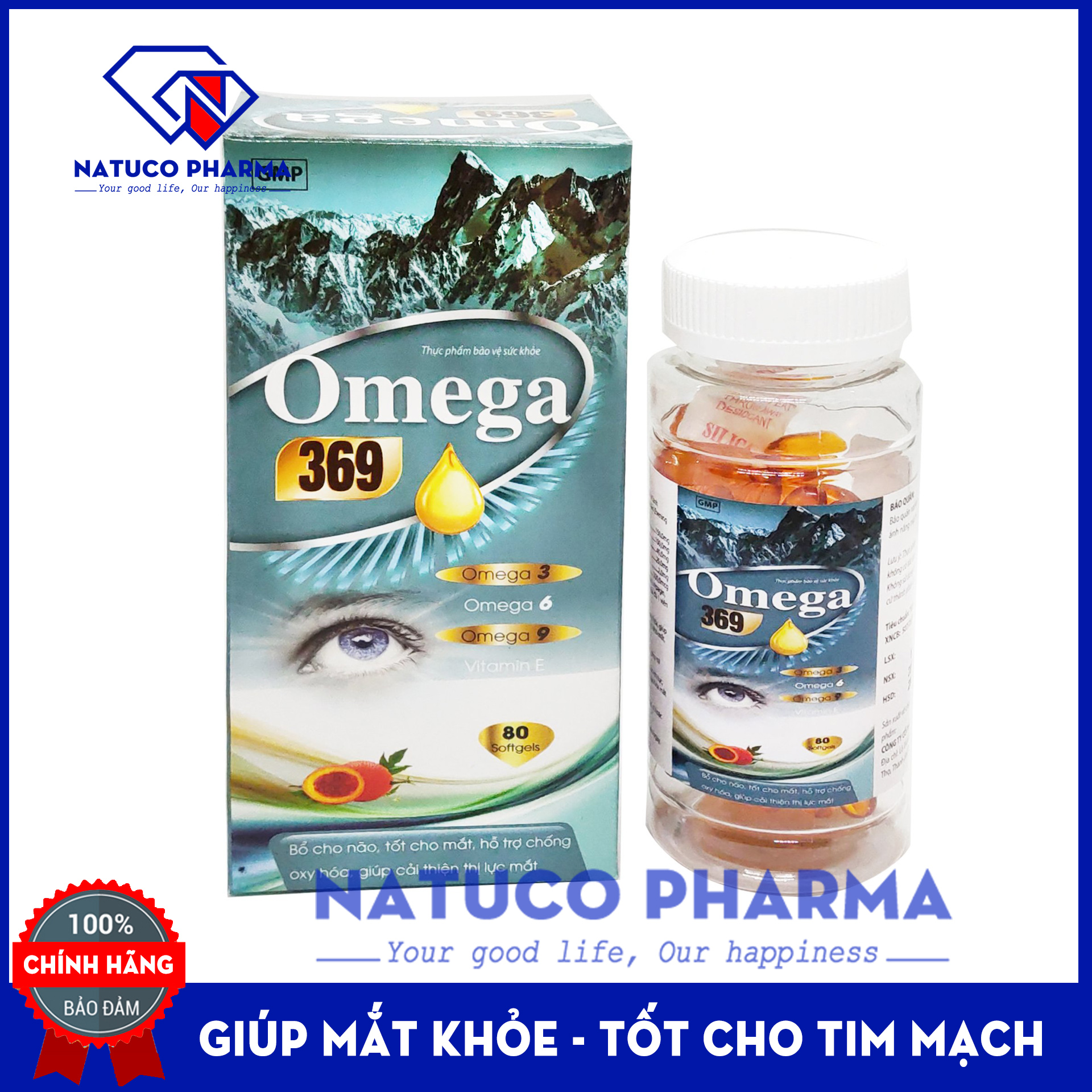 Viên uống dầu cá, dầu gấc Omega 369 hộp 80 viên - Thành phần từ thiên nhiên giúp bổ não, sáng mắt, khỏe mạnh tim mạch, tăng cường trí nhớ
