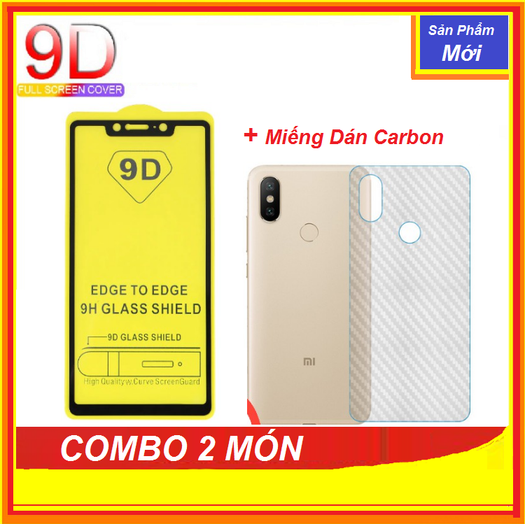 Xiaomi mi8se kính cường lực 9d full màn hình full keo+ miếng dán vân carbon mặt sau máy xiaomi 8se