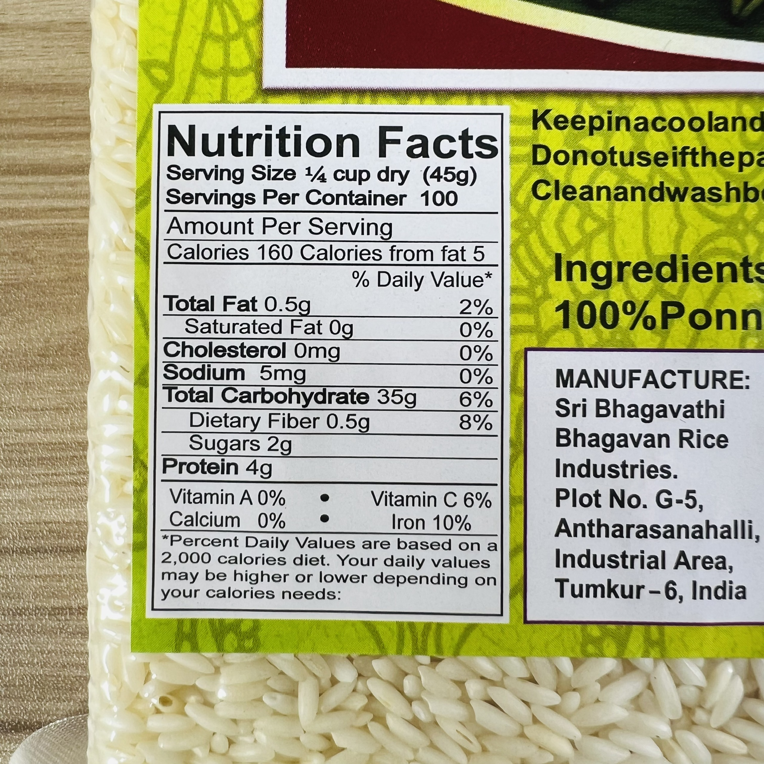 Gạo Ấn Độ Ponni Rice 1kg