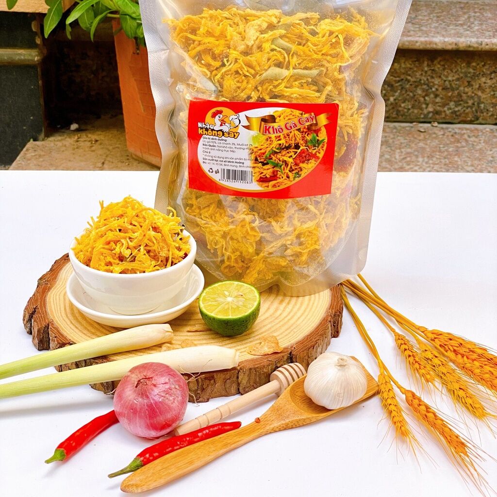 Túi 100gr khô gà lá chanh, khô gà bơ tỏi thơm ngon đặt biệt.