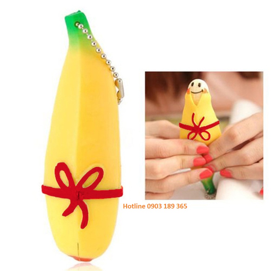 Móc khoá squishy Mr.Banana quả chuối bóp ra mặt cười ngộ nghĩnh