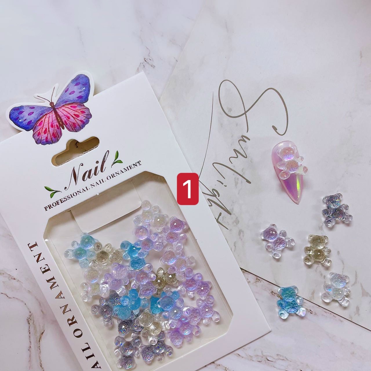 Phụ kiện charm nơ gấu gắn móng tay nail