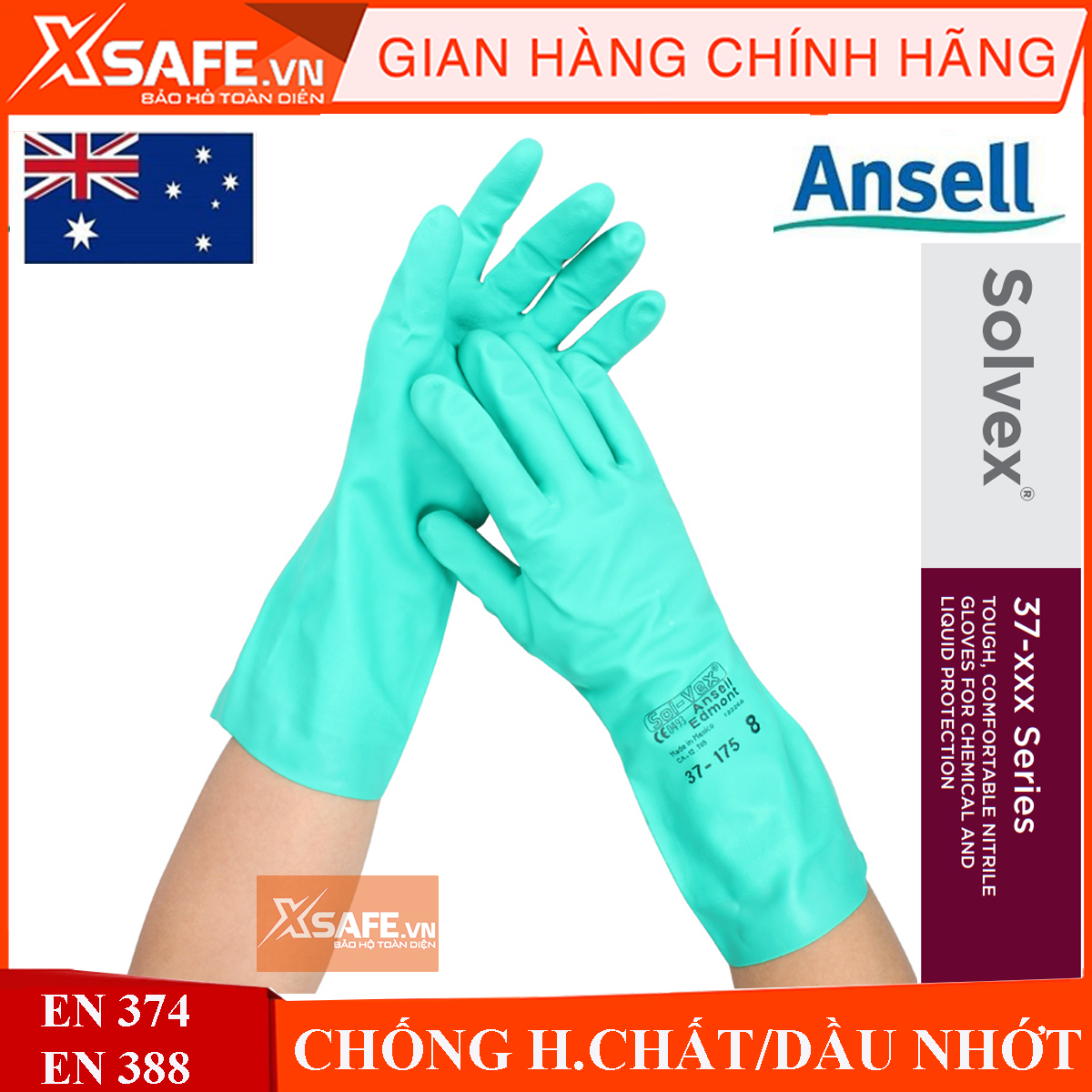 Găng tay chống hóa chất Ansell 37-175 găng tay cao su nitrile