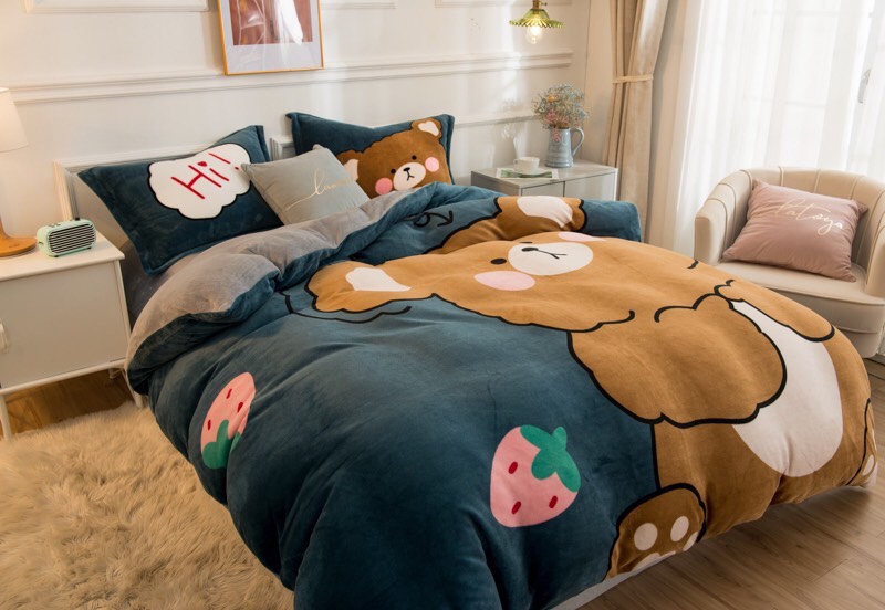 Set chăn ga gối Nỉ Nhung Hàn quốc H2