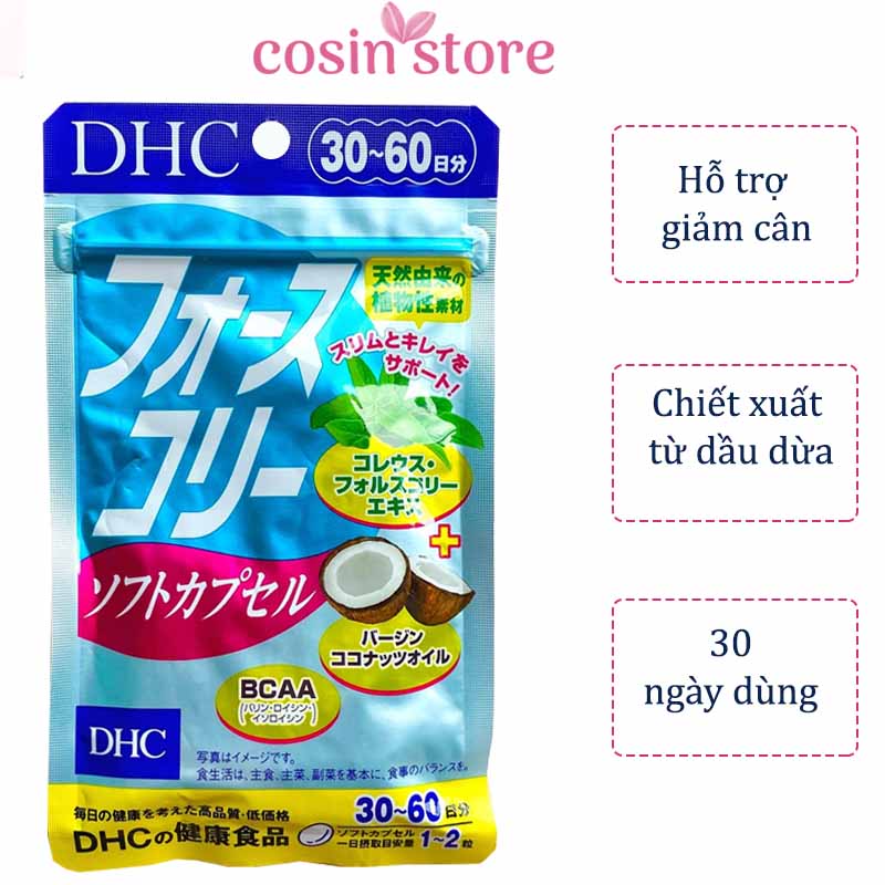 Viên uống giảm cân DHC Forskohlii Soft Capsule gói 60 viên 30 ngày dùng