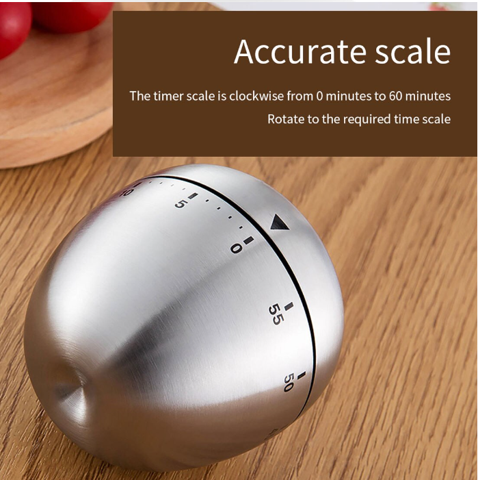 ĐỒNG HỒ POMODORO ĐẾM NGƯỢC 60' HÌNH QUẢ TRỨNG KIM LOẠI [ Đồng hồ cơ hẹn giờ đồng hồ nhà bếp đồng hồ cơ đếm ngược]