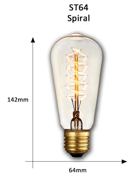 Bóng đèn Edison Vintage ST64 40W Spiral - Filament sợi đốt E27 (xoắn- thẳng)