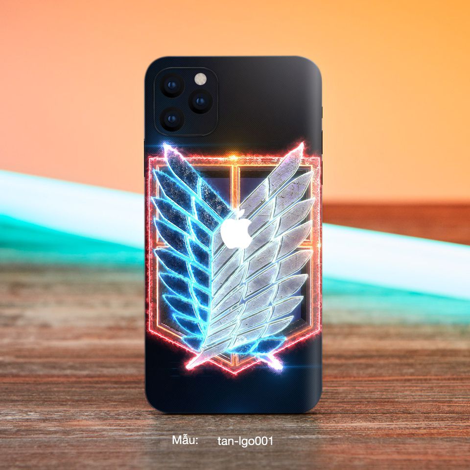 Miếng dán Skin mẫu Attack on Titan - lgo001 cho iPhone 7 Plus, 8 Plus, X, XS, XS Max, 11, 11 Pro, 11 Pro Max
