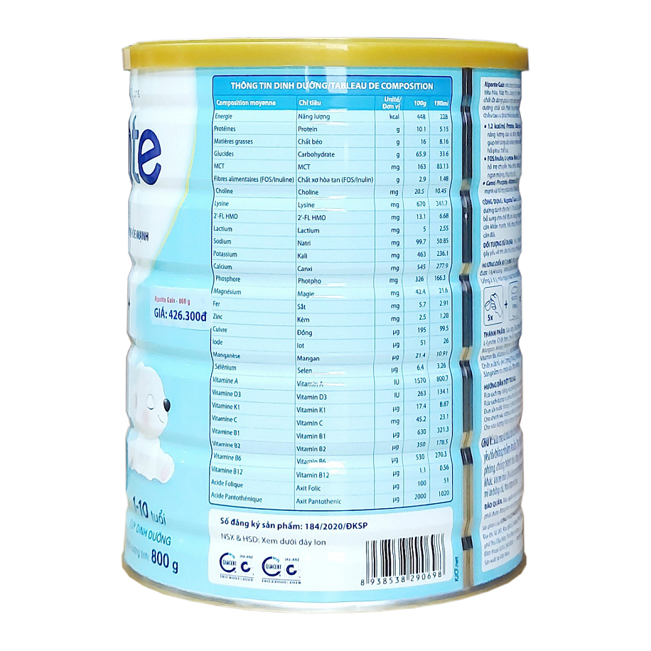 Combo 3 Lon Sữa Alponte Gain 0+ 1+ 800g HSD 2026