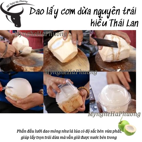 [Loại 1] Dao sừng lấy cơm dừa nguyên trái kiểu Thái Lan