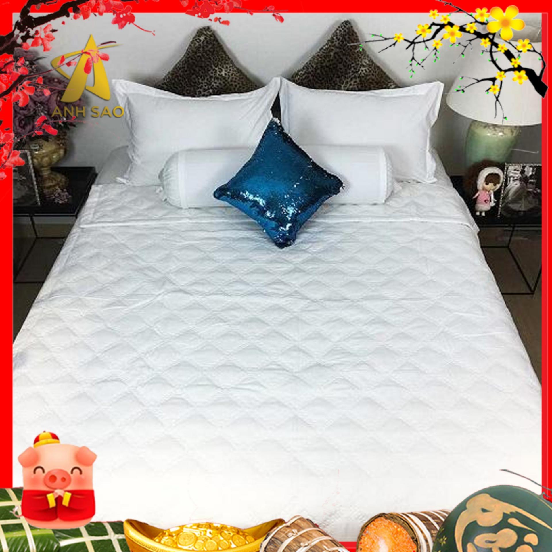 Bộ Drap giường Cotton Thắng Lợi Màu Trắng - 100% Cotton (kích thước 1m6*2m*20cm) bao gồm 1 Drap + 2 vỏ/áo gối nằm + 1 vỏ/áo gối ôm