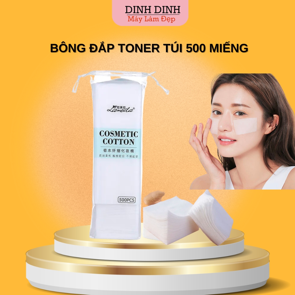 Bông đắp Toner, bông tẩy trang mỏng thấm toner túi 500 miếng - Dinh Dinh máy làm đẹp
