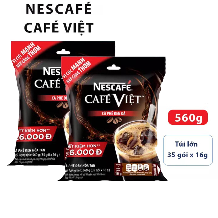Combo 2 Cà phê hòa tan Nescafé café Việt cà phê đen đá (Túi 35 gói x 16g)