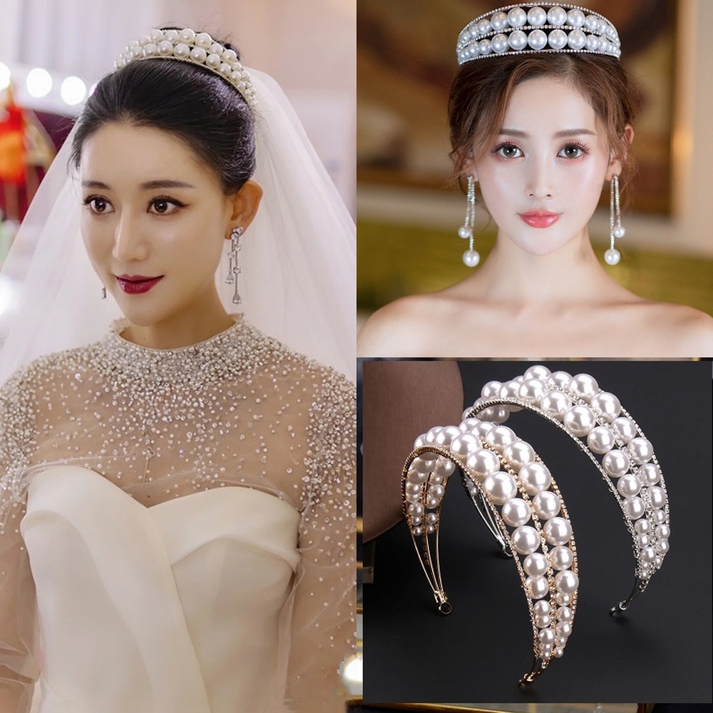 Bờm Cài Tóc Hạt Chai 2 Lớp Đính Đá