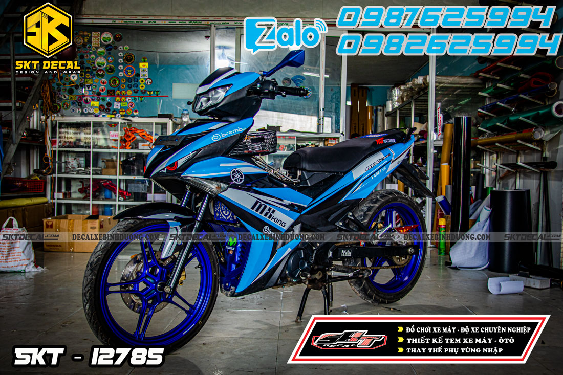 Tem trùm xe exciter 150 xanh đen bạc mxking