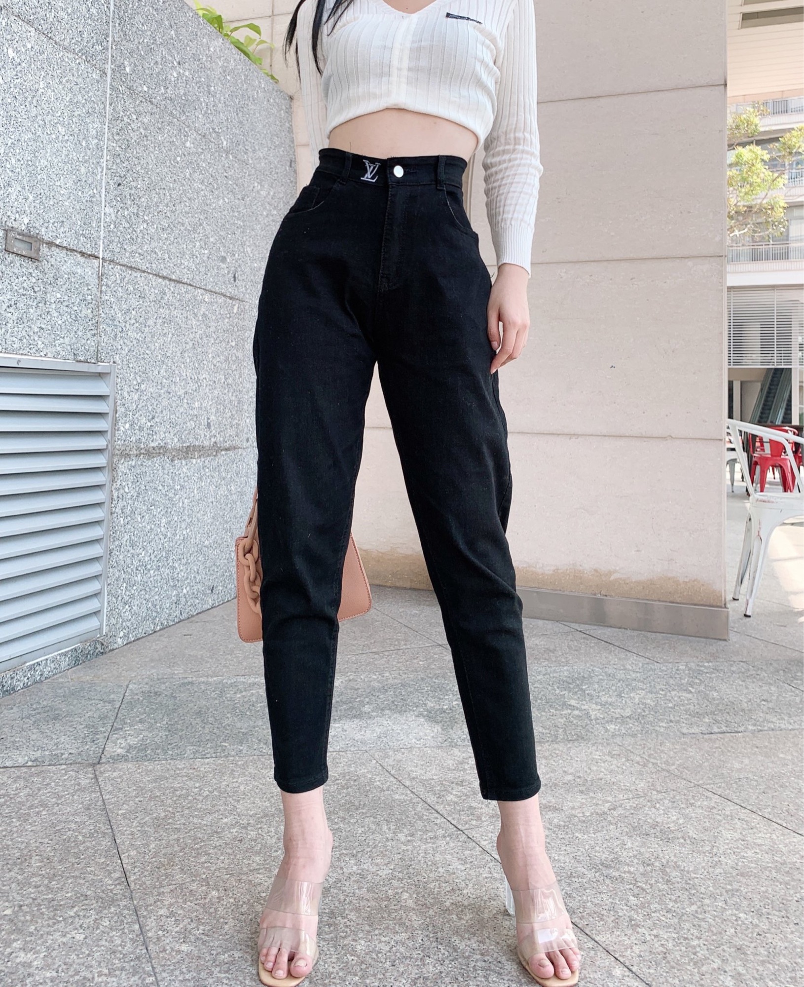 Quần jean baggy đen 9 tấc co dãn 4 chiều bigsize