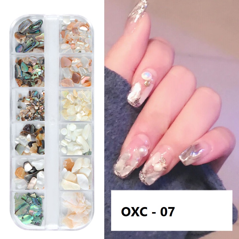Set Đá Xà Cừ Hỗn Hợp 12 Màu trang trí móng