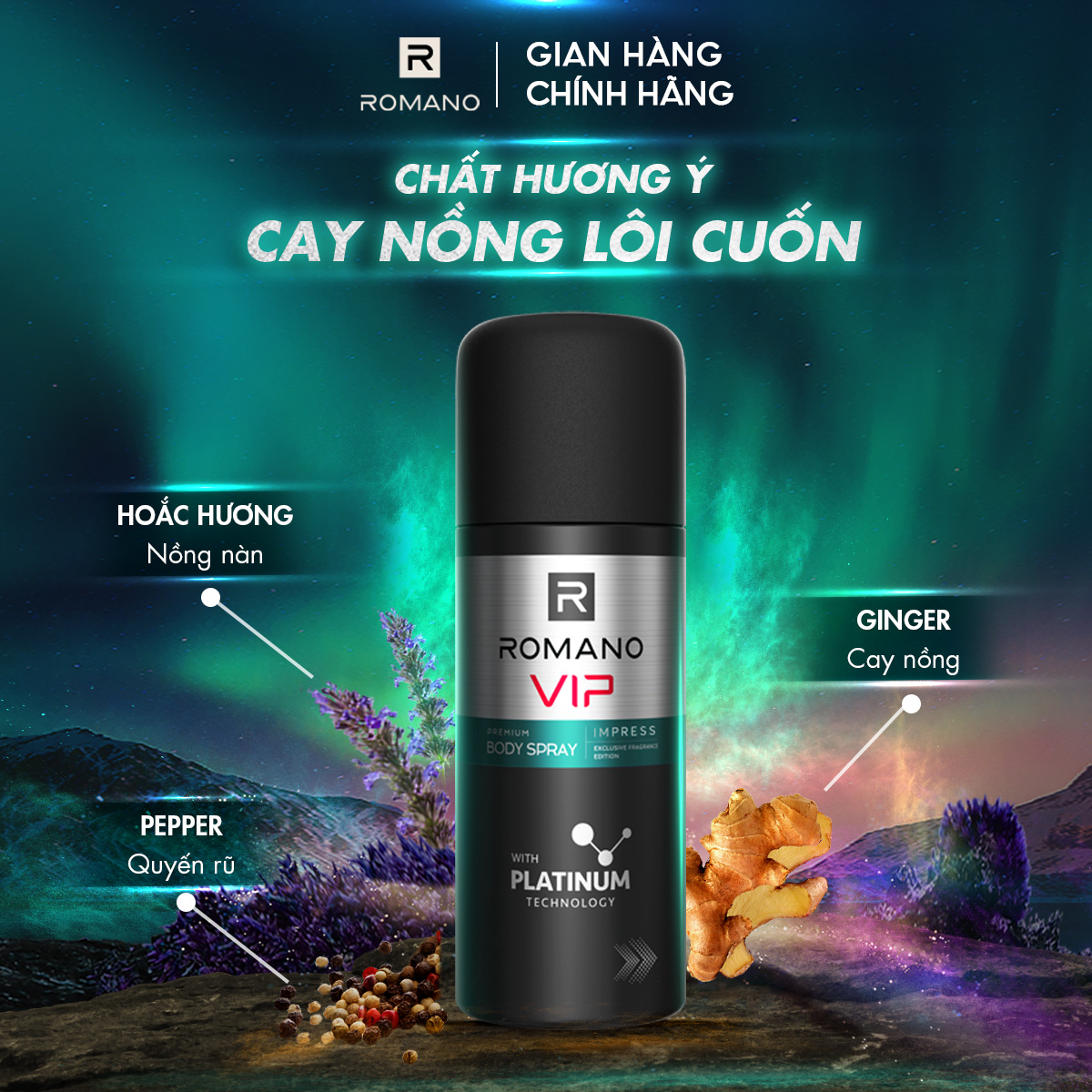 Xịt khử mùi Romano VIP IMPRESS 150ML