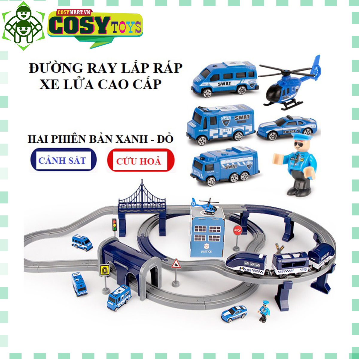 Mô hình đường ray xe lửa lắp ráp cao cấp chạy bằng pin (bản 66 Chi tiết)