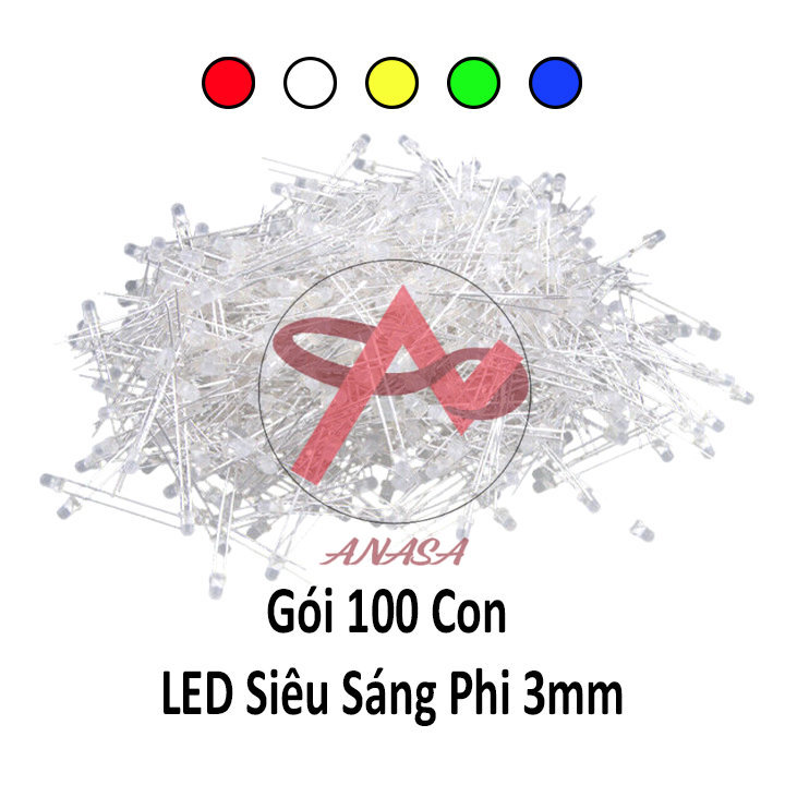 Gói 100 con led siêu sáng phi 3mm