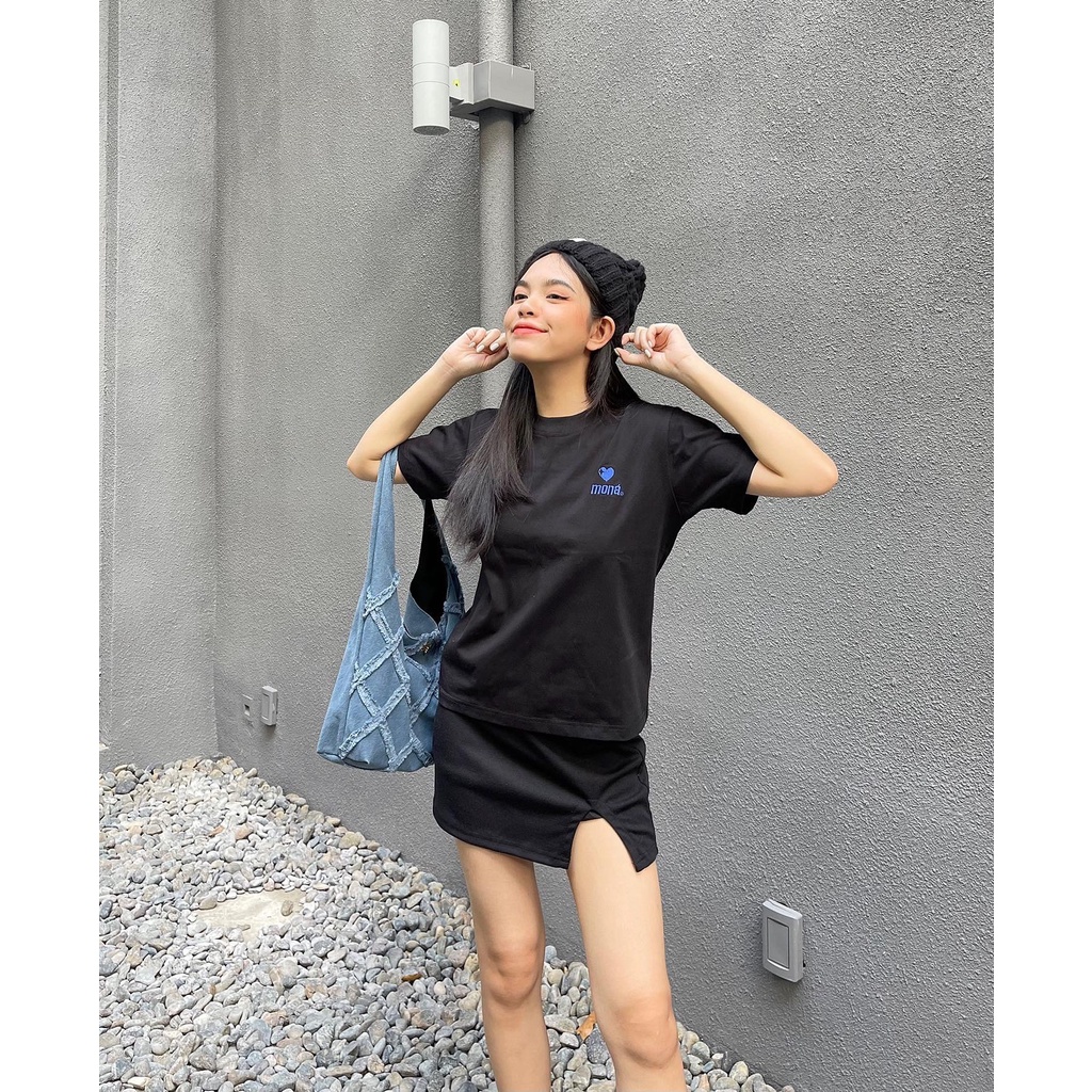 [VOUCHER 12%/149K] Áo thun baby tee MONÁ - BLUE ĐEN