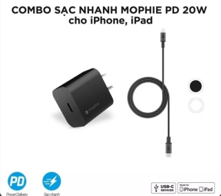 Combo sạc nhanh Mophie Power Delivery 20w USB -C - Cáp USB - C to lighting 1m cho iPhone iPad- PKSHOPVN [ HCM ] thumbnail