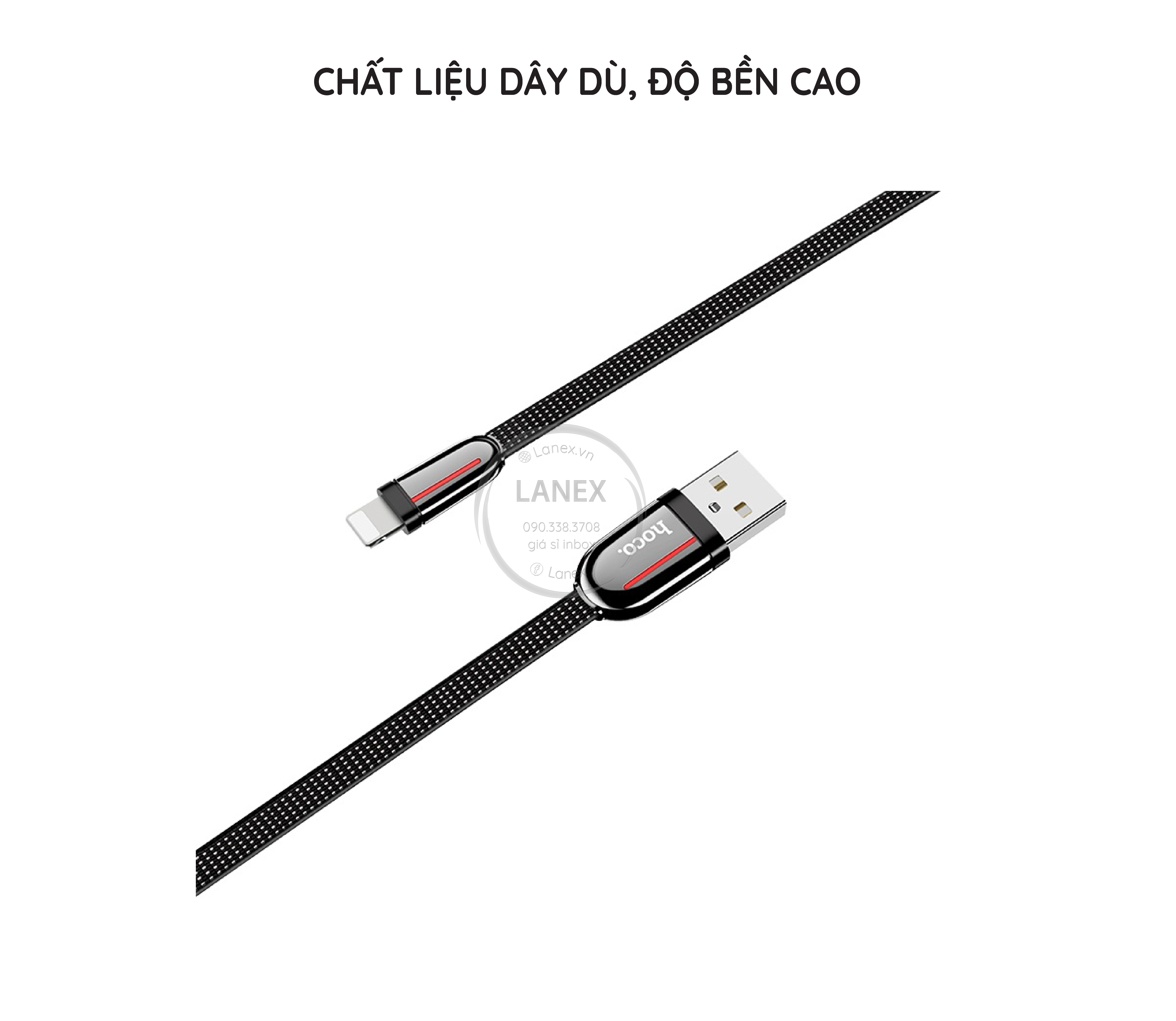 Cáp Sạc Nhanh Hoco U74 Dây Dù Lightning 2.4a Dài 1.2m