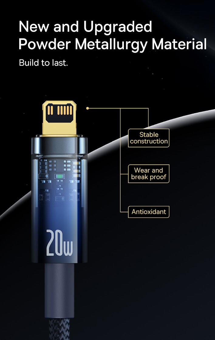 Cáp Sạc nhanh Tự Ngắt Gen2 Baseus Explorer Series cho iPhone/ iPad (Type C to Lightning Auto Power-Off, PD 20W Fast Charging Data Cable )