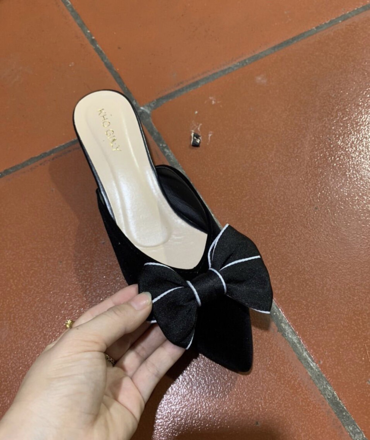 Giày sục nơ mũi nhọn - Giày sục nữ thời trang